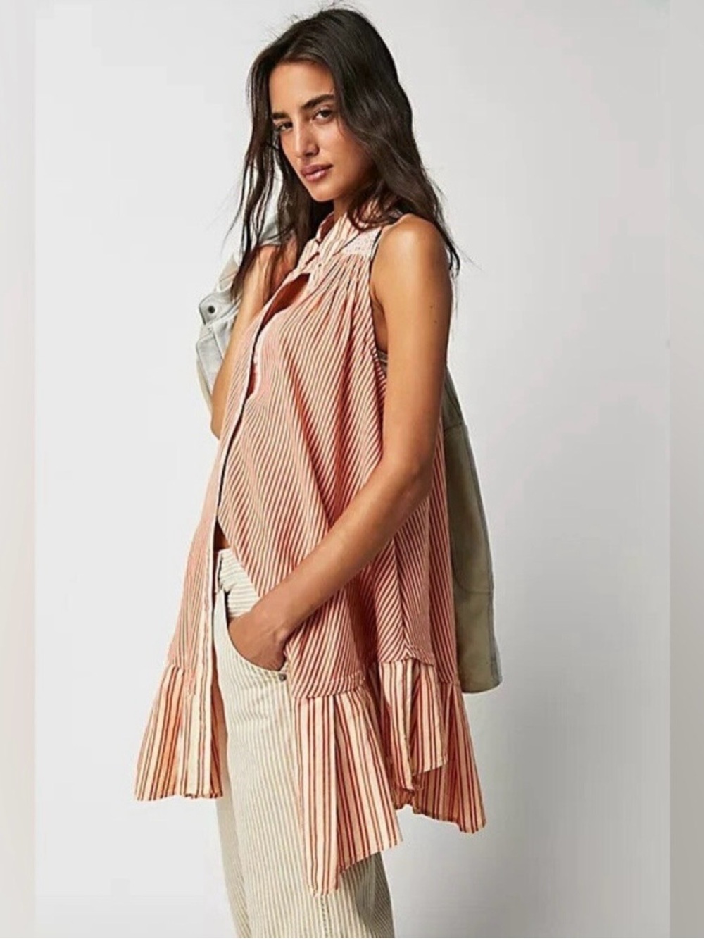 Free People Be Real Cotton Striped Mini Dress XS